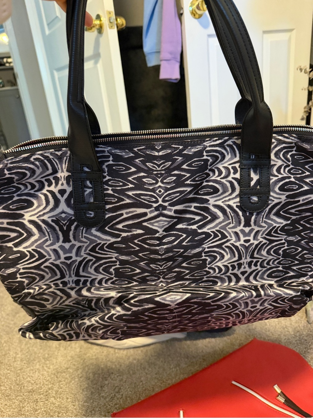 Stella & Dot Black and White Geometric Tote